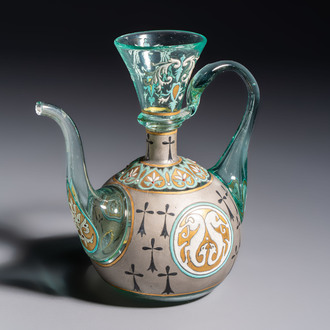 An Orientalist enamelled glass ewer, probably France, 19th C.