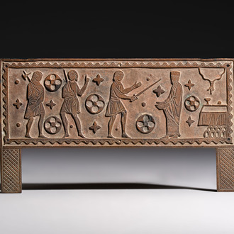 A copper plaque depicting the murder of Thomas Becket, probably from a reliquary casket, France, 19th C.