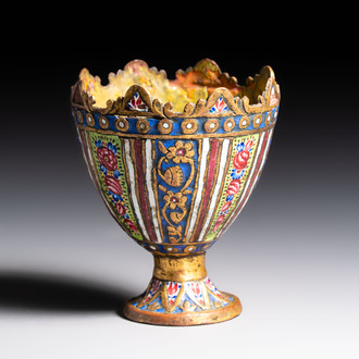 An Ottoman enamelled tombak zarf with floral design, Turkey, 18/19th C.