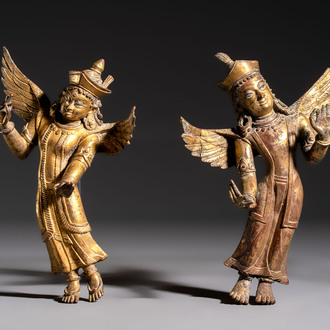 A pair of gilt-copper figures of Garuda, possibly Nepal, 17/18th C.