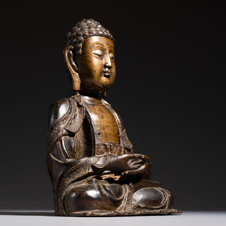 A Chinese bronze figure of Buddha, Ming