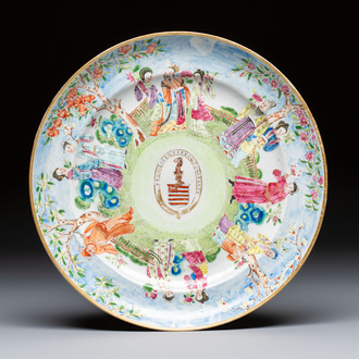 A Chinese Canton famille rose armorial plate with the arms of Caulfeild, Daoguang, ca. 1825