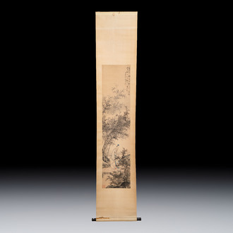 Bao Dong 包棟 (19th C.): 'Sage among Bamboo', ink and colour on paper, Daoguang/Tongzhi