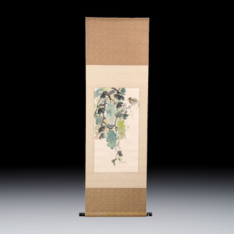 Yang Qingyi 楊慶義 (b. 1957): 'Bird among Grape Vines', ink and colour on paper