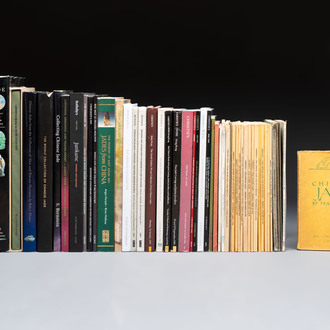 A collection of 48 books and auction catalogues on Chinese jades and hardstone carvings, 1946-2023