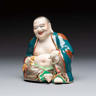 A Chinese gilt and polychrome-decorated Milefo Buddha, Fujian mark, 20th C.