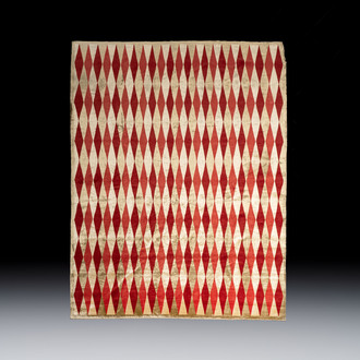 A hand-knotted wool and silk carpet with a rhombic design, Ferdows, Iran, 20th C.