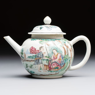 A Chinese famille rose 'Mythological Subject' teapot and cover, Qianlong