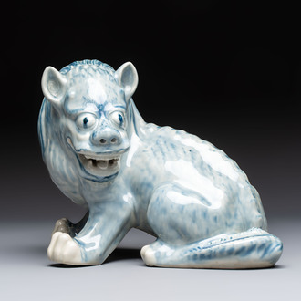 A Chinese blue and white mythical beast, 20th C.
