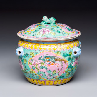 A Chinese famille rose 'kamcheng' bowl and cover for the Straits or Peranakan market, 19th C.