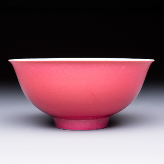 A Chinese ruby-enamelled bowl, Yongzheng mark and of the period