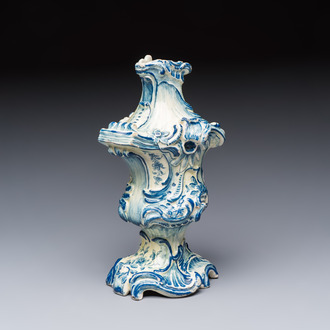 A blue and white Dutch Delft oil or vinegar bottle, 18th C.