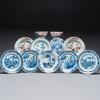 11 Chinese Imari-style and blue and white wares, Yongzheng/Qianlong