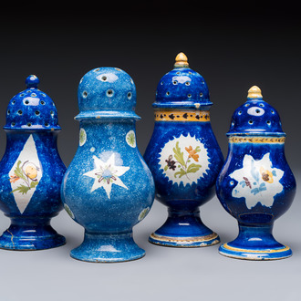 Four polychrome Brussels faience casters, 18/19th C.