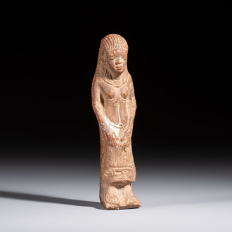 A red-brown clay Ushabti, probably Romano-Egyptian, 1st C.