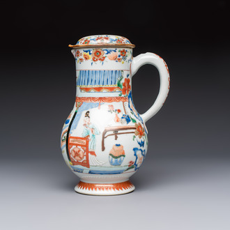 A Chinese export famille rose 'Xi Xiang Ji' jug and cover, Yongzheng/Qianlong