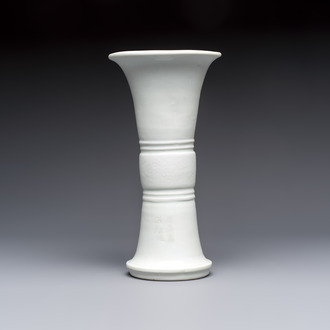 A Chinese Dehua blanc de chine 'Gu' vase, 19th C.