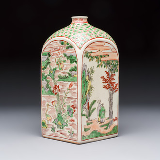 A Japanese Ko-Imari square flask with figures in a landscape, Edo, 17th C.