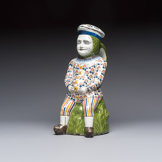 A polychrome French faience 'Jacquot' table fountain, Desvres, ca. 1900