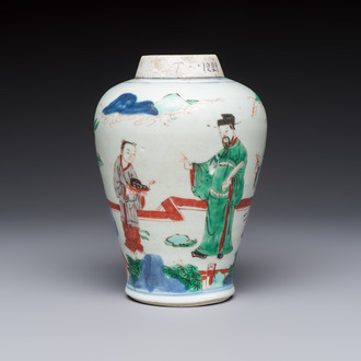 A Chinese wucai 'Jia Guan Jin Jue 加冠進爵' vase, Transitional period