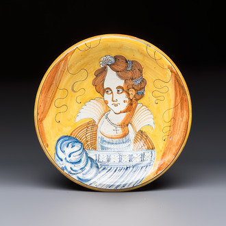 An Italian maiolica 'Portrait' dish, Montelupo, 17th C.