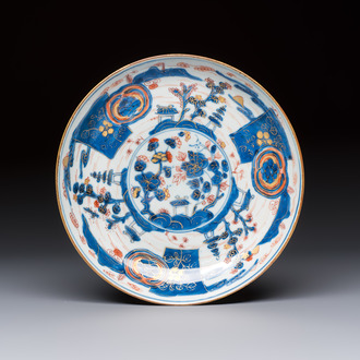 A Chinese Imari-style plate with landscape design, Johanneum mark, ex-collection of August the Strong, Kangxi