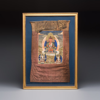 A Tibetan 'Amitayus Buddha' thangka, 19th C.