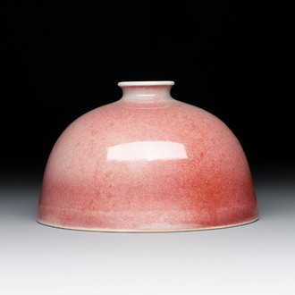 A Chinese peachbloom-glazed water pot or taibaizun, Kangxi mark and possibly of the period