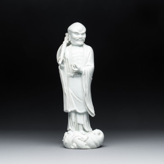 A Chinese Dehua blanc de Chine Damo, Dehua and He Chaozong 何朝宗 marks, 19th C.