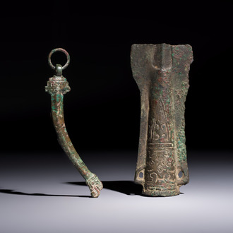 A Chinese archaic bronze fitting and a spearhead, Western Zhou