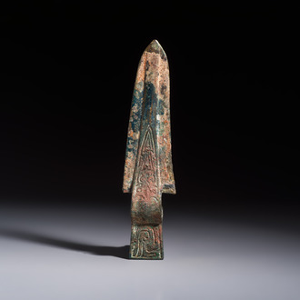 A Chinese archaic bronze dagger-axe, 'Ge 戈', Western Zhou