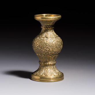 A small Chinese 'Lotus Scroll' incense tool vase, Qianlong mark, 18th C., and possibly of the period