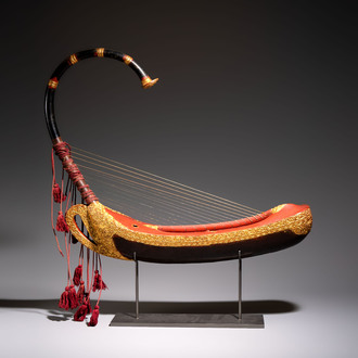 A gilt-lacquered arched harp or saung-gauk, Burma, 19/20th C.