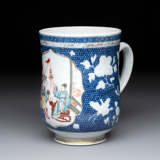 A Chinese Canton famille rose 'Mandarin Subject' tankard, Qianlong