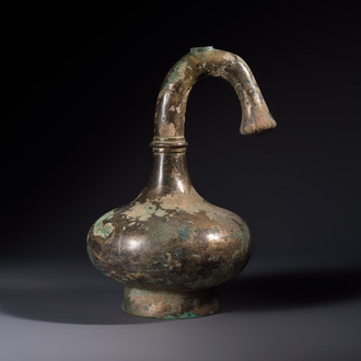 A Chinese bronze 'Garlic Head' wine vessel, 'Hu 壺', Western Han