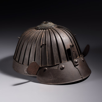 A Japanese helmet or suji bachi kabuto, by Neo Yasumasa, Edo, 17/18th C.