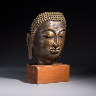A bronze head of Buddha, Thailand, probably Ayutthaya period, 16/17th C.