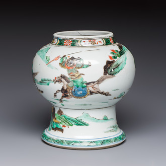 A Chinese famille verte 'Warriors' vase, Kangxi