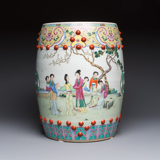 A Chinese famille rose 'Elegant Beauties' garden seat, 20th C.