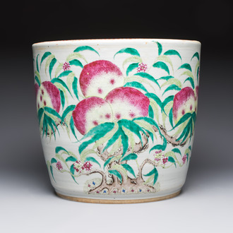 A Chinese famille rose 'Nine Peaches' jardinière, 19th C.