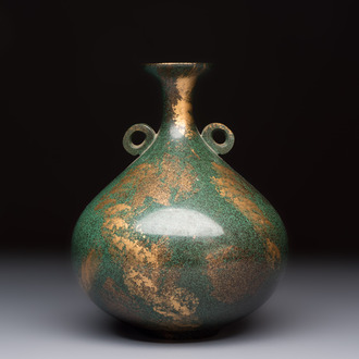 A Japanese patinated bronze vase, 20th C.