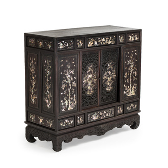 A fine Vietnamese mother-of-pearl-inlaid wooden cabinet, 19th C.