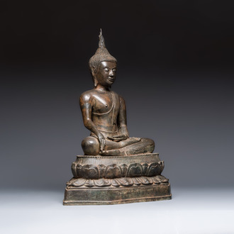 A large bronze seated Buddha Shakyamuni, Thailand, 20th C.