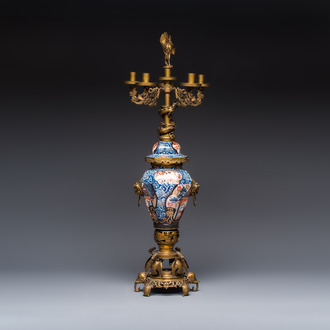A large gilt-bronze-mounted Japanese Imari vase adapted as candelabra, 19th C.