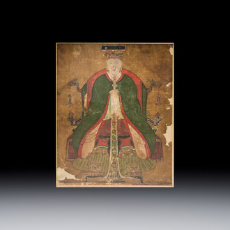 Korean school: 'Portrait of an Emperor', ink and colour on paper, Joseon, 18th C.