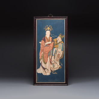 Chinese school: 'Elegant Lady and Dignitary', mixed media on paper, 20th C.