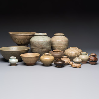 A group of 15 Chinese and Southeast Asian celadon and brown-glazed wares, 15th C. and later