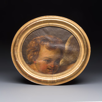 European school: 'Head of a Cherub', oil on canvas, 17/18th C.