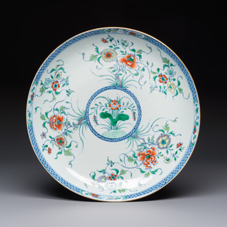 A Chinese doucai 'peony and chrysanthemum' dish, Yongzheng