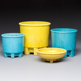Andries Dirk Copier (1901–1991): four Art Deco Graniver cactus pots, the Netherlands, 1930s